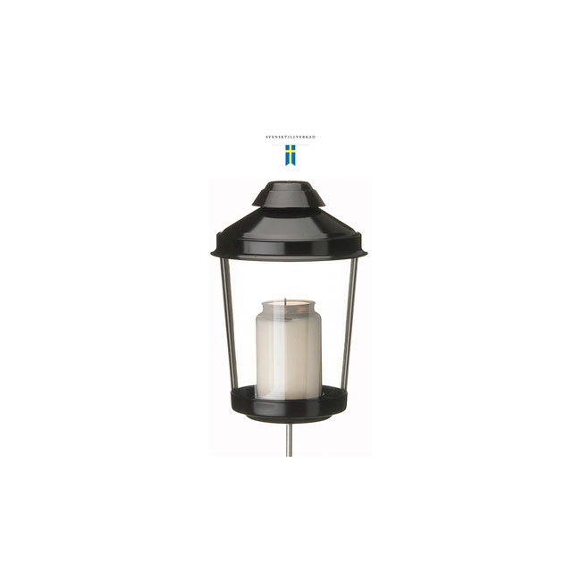 modern black lantern with glass for battery or regular candle