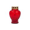 picture of heart shaped clear red glass and red candle lantern