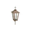 brown lantern for battery candle with silver crucifix on top