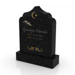 Example image of headstone model arwa in color deep night sky with standard base and customer graphics
