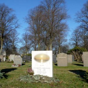 picture of installed peaceyard gravestone, model ada in clamshell color